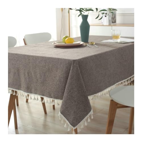 Tischdecke Modern Wohnzimmer, Tischtuch 120x120CM Baumwolle Leinen Tischdecke Abwaschbar Couchtisch Einfarbig mit Quasten Tischdecke für Esstisch, Kaffee von Gualiy