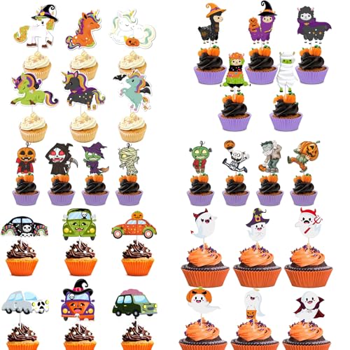 31 Stücke Horror Deko Halloween Muffin Deko Lustige Geister Cupcake Topper Halloween Kuchendekoration Zombies für die Dekoration von Halloween Party Kuchen Desserts und Süßigkeiten von Guanici