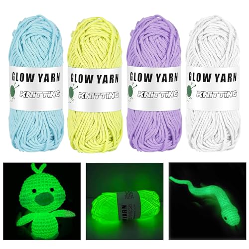 4 Bände Handstricken Leuchtendes Garn Leuchtendes Handstrickgarn Plush Yarn Leuchtwolle Fluoreszierende Wolle Strickgarn Im Dunkeln für Schals Pullover Mützen Socken Handschuhe Puppen von Guanici