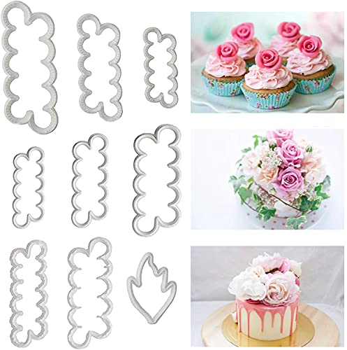 Guanyj 9 Stück Fondant Ausstecher Blumen Kuchen Rosen Ausstecher Fondant Modellierwerkzeug Set Fondant Cookie Cutter Kuchen Fondant Formen Rosen Nelken Pfingstrose Blume für DIY Dekorieren Fondant von Guanyj