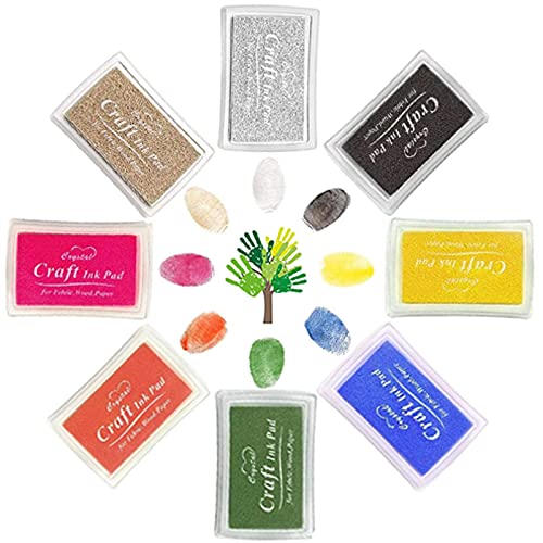 NO Guanyj 8 Farben Stempelkissen Set Bunt Stamp Pad Stempelkissen Bunt Fingerabdruck Stempelkissen Ungiftig Abwaschbar Tinte Stamp Pad für Papier Handwerk Stoff Malerei DIY Geburtstag Geschenk von Guanyj