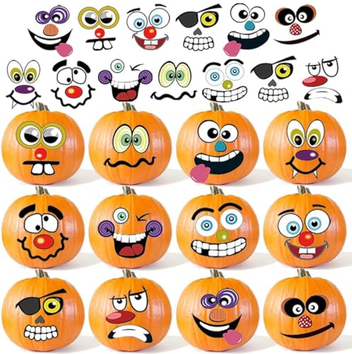 Halloween Kürbis Dekoration Aufkleber Mini machen 36 kleine Kürbis Gesicht Aufkleber für Halloween Kinder Kleinkinder Party Favors Halloween Leckereien Aufkleber Geschenke 18 Blatt von GuassLee