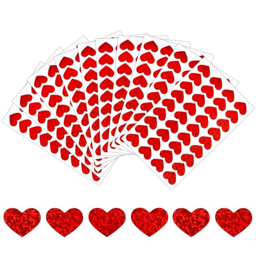 Herz Aufkleber,Aufkleber Herz 10 Blätter,360 Stück Aufkleber Zum Valentinstag,Aufkleber Zum Muttertag,Herz Sticker,Mini Sticker,Belohnungsaufkleber,Sticker Herzen für Basteln, Scrapbooking 2cm（Rot） von GuavaGlide