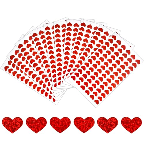 Herz Aufkleber,Aufkleber Herz 10 Blätter,780 Stück Aufkleber Zum Valentinstag,Aufkleber Zum Muttertag,Herz Sticker,Mini Sticker,Belohnungsaufkleber,Sticker Herzen für Basteln, Scrapbooking 1.3cm（Rot） von GuavaGlide