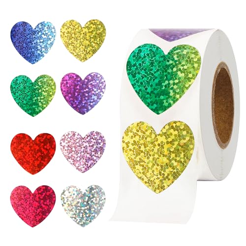 Herz Sticker 500 Stück,Aufkleber Herz 2.5cm,Aufkleber Personalisiert,Glitzer Sticker,Aufkleber Zum Muttertag,Aufkleber Zum Valentinstag,Glitzer Sticker Zum Hochzeit,Scrapbooking,Bunte von GuavaGlide