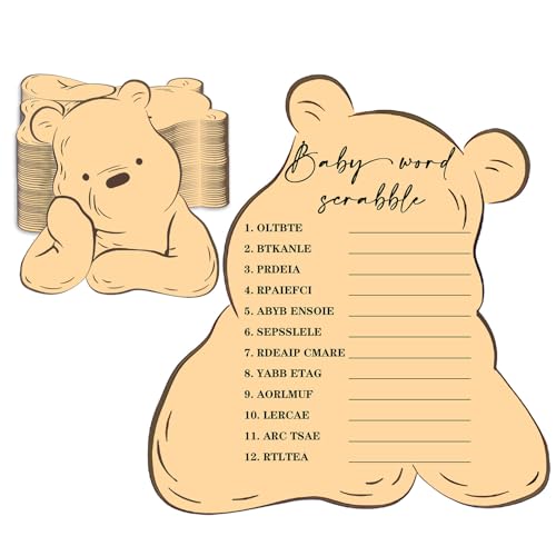 30 Stück Winnie Babyparty-Spiel für frischgebackene Eltern, The Pooh Baby Word Scrabble-Spielkarten, Aktivitäten, klassisches Winnie-Baby-Partyzubehör, Babyparty-Ideenspiel, 15,2 x 15,2 cm von Guawubiang