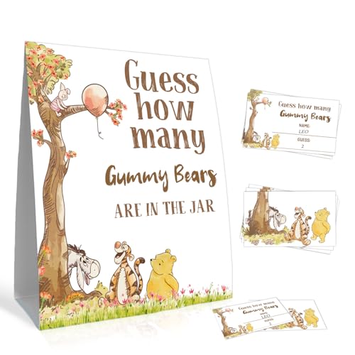 Bears Ratespiel Karten, Winnie Baby Shower Games Card, Guess How Many Bears Games Set, Guess How Many Bears Sign and 30 Guessing Cards, Baby Shower Games Supplies von Guawubiang