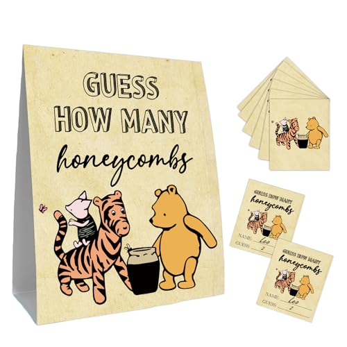 Guawubiang Guess How Many Baby Shower Game Card, Includes 1 Guess How Many Honeycombs Sign and 30 Guessing Cards, Guessing Game Cards Sets, Perfect for Baby Shower Birthday Party von Guawubiang