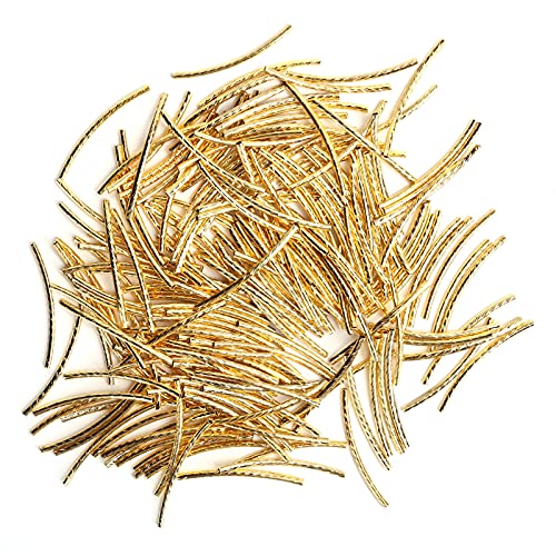 200pcs gebogene Nudelrohrkupferperlen für Schmuck Making -Abstandshalterperlen Langes Twist -Schmuckzubehör Gold (Gold) von Gucagle