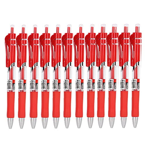 Gucagle Gel Pen Press Kugelschreiber 12 Stcs Büro -Briefpapierwerkzeug große Kapazität 0,5 mm Tipp neutraler Stift Glattes Schreiben Schwarz (Rot) von Gucagle