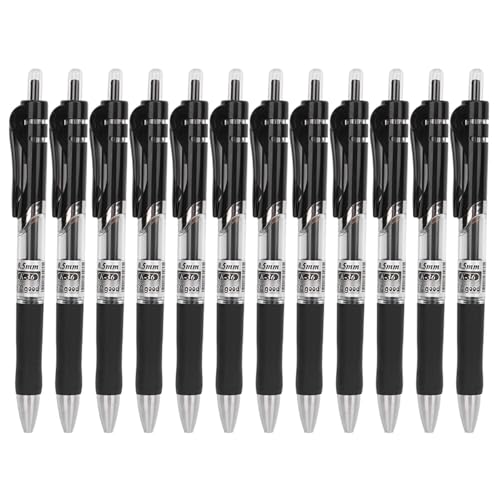 Gucagle Gel Pen Press Kugelschreiber 12 Stcs Büro -Briefpapierwerkzeug große Kapazität 0,5 mm Tipp neutraler Stift Glattes Schreiben Schwarz (Schwarz) von Gucagle