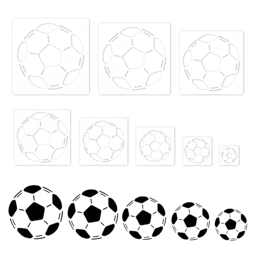 Fußball Schablone, 8 Stück Zeichenschablonen Wiederverwendbar Stencil Malschablonen DIY Schablonen Set für Scrapbooking Fotoalbum, DIY Geschenkkarten, Holz, Fliesen von Gudalea