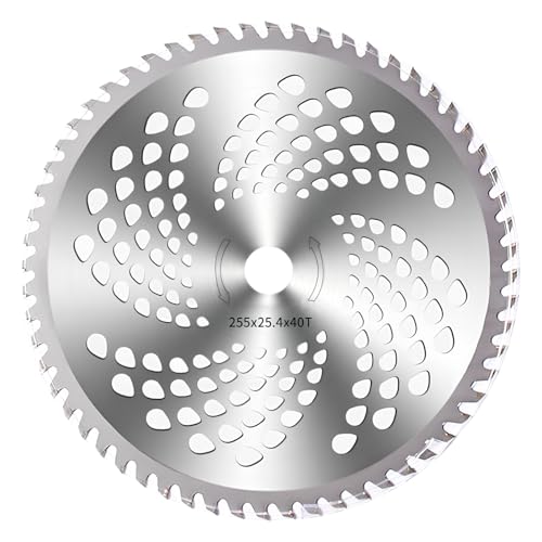 Motorsense Sägeblatt, Hartmetall Kreissägeblatt Freischneider Klinge, Freischneider Zubehör, Hartmetall Kreissägeblatt Sägeblatt, Geeignet für Rasenmäharbeiten, Freischneider, 255x25,4mm von Gudalea