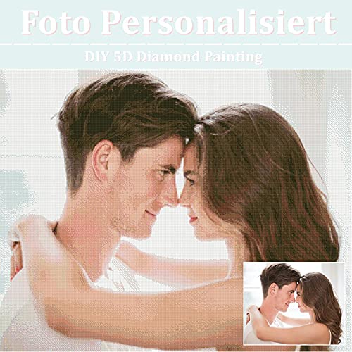 Gudina Diamond Painting Eigenes Foto, Benutzerdefiniertes 5D Diamant Painting Bilder Personalisiert Design DIY Full Diamant Bilder Personalisierte Geschenke Haus Dekoration, Rund Diamant 30x45cm von Gudina