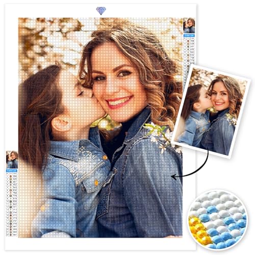 Gudina Diamond Painting Eigenes Foto, Diamond Painting Bilder, Personalisieren Sie Ihre eigenen Fotos, DIY Full Diamant Bilder Personalisierte Geschenke Haus Dekoration-30x40cm von Gudina