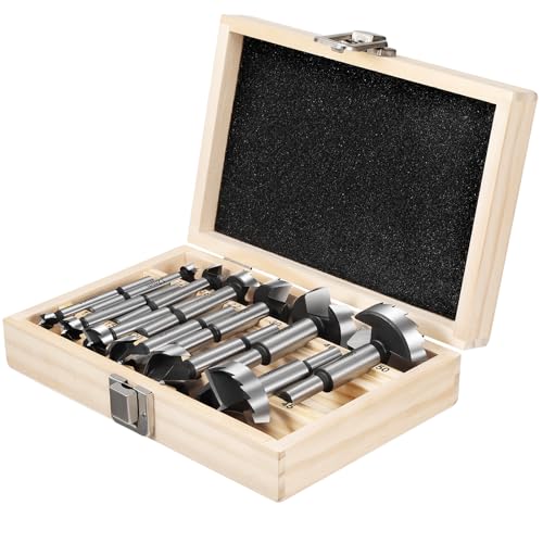 Gueenky 12 Stück Forstnerbohrer Set, 10-50mm Topfbohrer Astlochbohrer Kunstbohrer Holzbohrer mit Rundschaft Forstner Bohrer Set Forstnerbohrer für Hartholz Weichholz von Gueenky