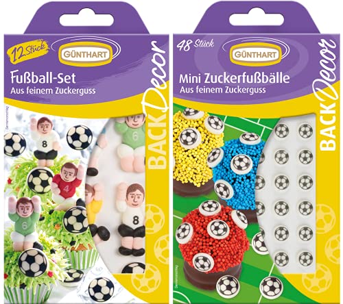 Günthart Zucker Deko Fußball Set | Zuckerfiguren für Fußballfans | Streusel für Torten, Cupcakes und Eis von Günthart