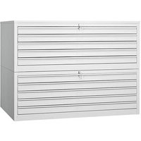 Gürkan Planschrank lichtgrau 10 Schubladen 140,0 x 95,0 x 105,0 cm von Gürkan