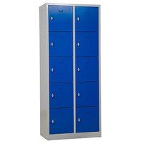 Gürkan Schließfachschrank lichtgrau, enzianblau 106958, 10 Schließfächer 80,0 x 45,0 x 190,0 cm von Gürkan