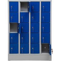 Gürkan Schließfachschrank lichtgrau, enzianblau 111037, 20 Schließfächer 80,0 x 15,0 x 110,0 cm von Gürkan