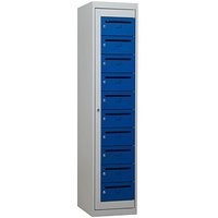 Gürkan Schließfachschrank lichtgrau, blau 111315, 10 Schließfächer 40,0 x 50,0 x 180,0 cm von Gürkan