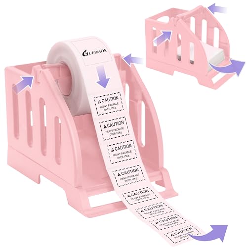 GUERMOK Thermo-Etikettenhalter für Rollen und Fächer, faltbar, zerbrechliche Aufkleber für den Versand, Etikettenständer, Desktop-Druckerhalter, Heimbüro-Zubehör, Aufkleberspender für holografisches von Guermok