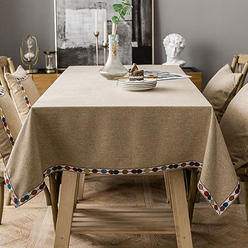 130x260cm Tischdecke Rechteckige wasserdichte Abwaschbar Tischtuch Elegant Baumwolle Leinen Rechteckig Tischwäsche Tischdecke mit Für KüChe Essen Parteien Kaffeefarbe 5 von Guest Ruyunlai