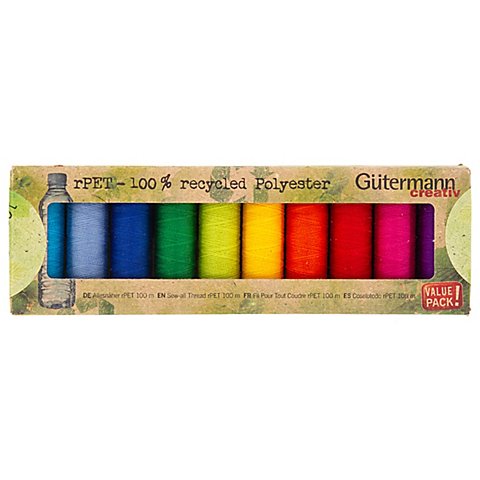 Gütermann Allesnäher-Set rPET "Regenbogen", recycelt, 10x 100 m von Gütermann