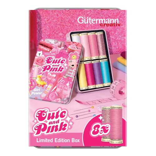 Gütermann Creativ Cute and Pink Nähgarnbox - Limitierte Edition Näh- und Stickgarn, 8 Spulen - 1 Set von Gütermann