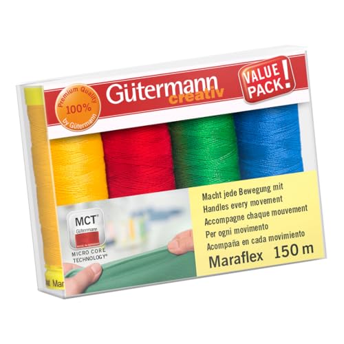 Gütermann - Gütermann Creativ Polyester (4x150m) Maraflex Elastik-Nähgarn-Satz, Farbvariation 2-1 Satz von Gütermann