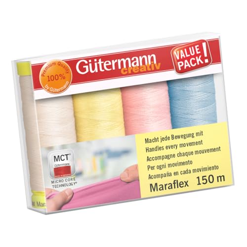 Gütermann - Gütermann Creativ Polyester (4x150m) Maraflex Elastik-Nähgarn-Satz, Farbvariation 3 - 1 Satz von Gütermann