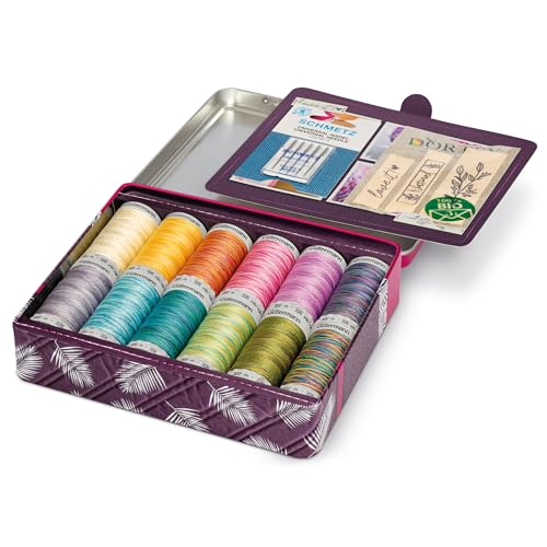 Gütermann Creativ Cotton 30 Nähgarnbox mit Nadeln und Etiketten - Natürliche Näh- und Stickgarne, 12 x 300m - 1 Set von Gütermann