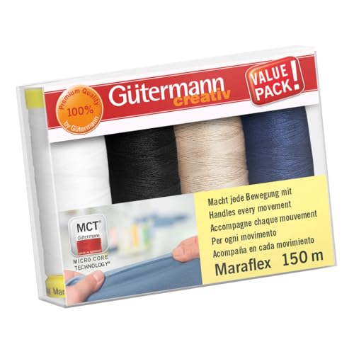 Gütermann - Gütermann Creativ Polyester (4x150m) Maraflex Elastik-Nähgarn-Satz, Farbvariation 1-1 Satz von Gütermann