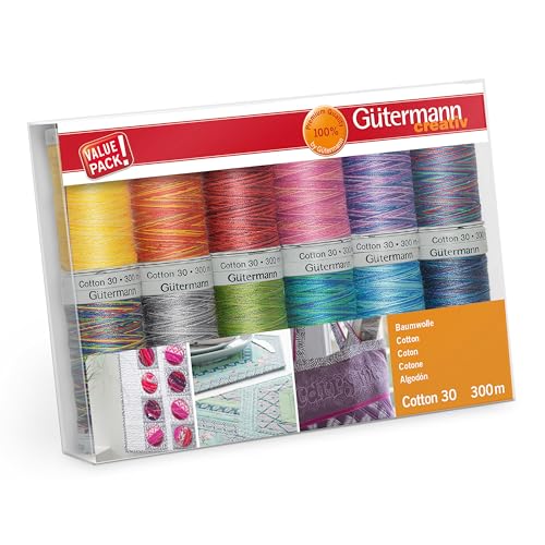 Gütermann creativ GUT_734023-2 Nähfaden-Set, Baumwolle, multicolour, 12 Spulen, 1200 Meter von Gütermann