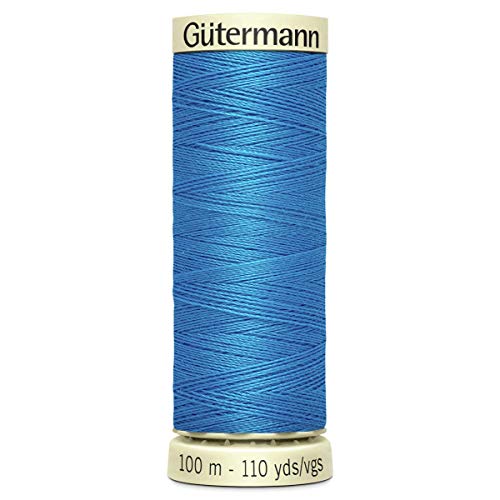 Gutermann GUT_788988 0386 Nähgarn, Polyester, 100 m, Hellblau, leuchtendes Blau, 5.5 x 1.8 x 1.8 cm von Gütermann