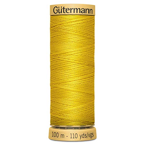 Gutermann Garn aus 100 % natürlicher Baumwolle – 100 m große Auswahl an Farben (hellgelb). von Gütermann