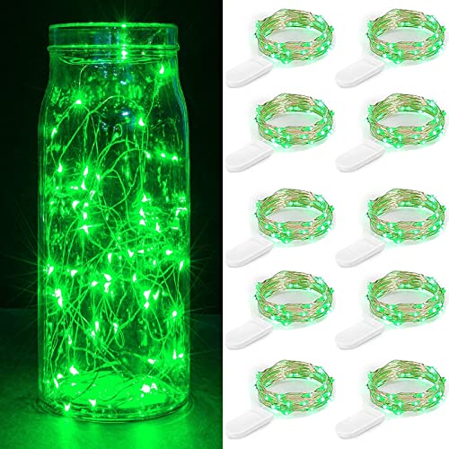 10 Stück LED Lichterkette Batteriebetrieben 1m 10 LED Silberdraht Grün Wasserdicht Flasche Stern Lichterkette für Weihnachten Party Hochzeit Zimmer Dekoration Außen Innen von Guezuvoru