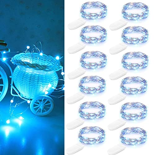 Batteriebetriebene Lichterketten, 12 Stück 2m 20 LED wasserdichte Lichterketten, Sternenlichterketten - blau von Guezuvoru