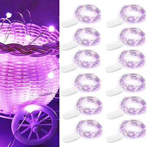 Guezuvoru Batteriebetriebene Lichterketten, 12 Stück 2m 20 LED wasserdichte Lichterketten, Sternenlichterketten für Schlafzimmer, Hochzeitsfeier, Weihnachtsdekoration - Lila von Guezuvoru