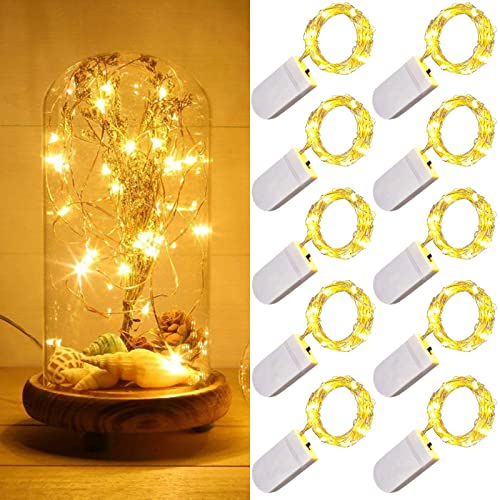 LED Lichterkette Batteriebetrieben, 10 Stück 1 M 10LEDs Silberfarbener Draht Streifen Licht,LED Beleuchtung für Weihnachten, Hochzeit, Party, Schlafzimmer (Warmweiß) von Guezuvoru