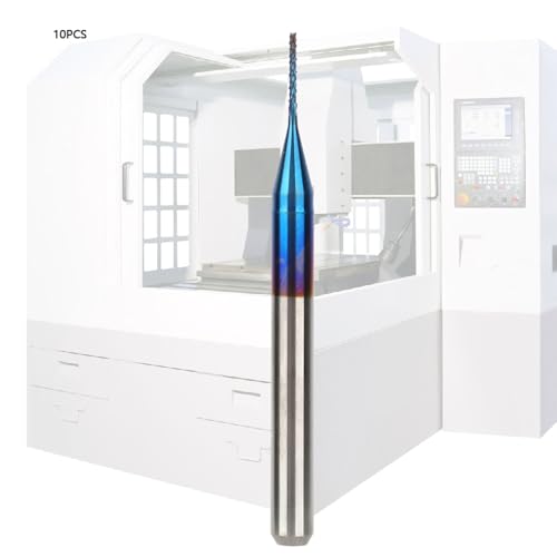 Wolframkarbid-Schaftfräser, Blau Beschichteter Schaftfräser, Hartmetall-Fräser, Kegelfräser, Schaftfräser, für die Leiterplattenbearbeitung für CNC-Maschinen (0,5 mm) von Gugxiom