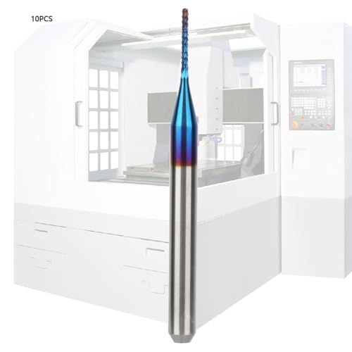 Wolframkarbid-Schaftfräser, Blau Beschichteter Schaftfräser, Hartmetall-Fräser, Kegelfräser, Schaftfräser, für die Leiterplattenbearbeitung für CNC-Maschinen (0,8 mm) von Gugxiom