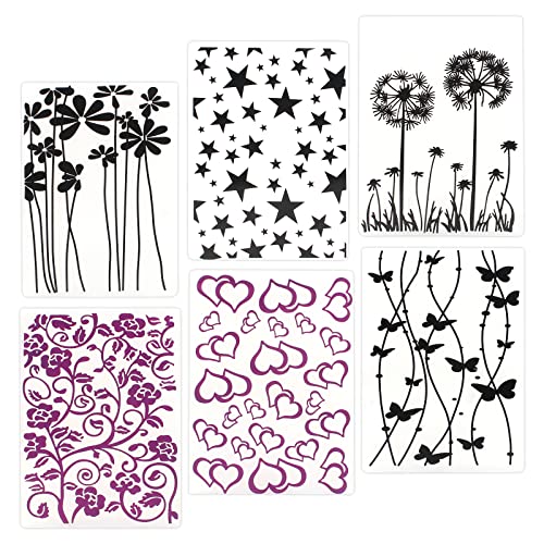 Guichangkai Prägeschablone 6Pcs Prägefolder Embossing Folder Schablone,Kunststoff Prägeschablone für DIY-Scrapbooking,Sammelalben,Fotoalben,Papierkarten, Bastelarbeiten von Guichangkai