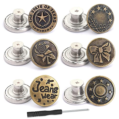 60 Stück Jeans Knöpfe Ohne Nähen, Hosen Ersatz Knöpfe, 17mm Jeansknöpfe Verstellbare Jeans Knöpfe, DIY Buttons, Knöpfe zum Annähen, Hosen Enger Machen, zum Erweitern oder Reduzieren der Hosengröße von Guidre