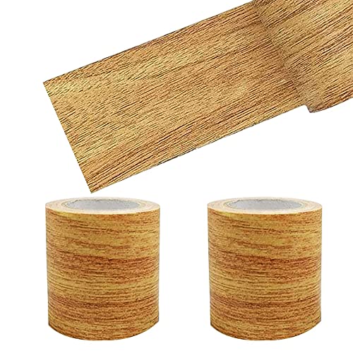 2 Rolle Holzoptik Klebeband Realistische Holzmaserung Reparatur Selbstklebend Holzmaserung Panzertape für Weichsockelleiste, Türen Bordüre, Wände Tapeten, Möbel, 8cm x 4.57m (Gold Kamel) von Guidre