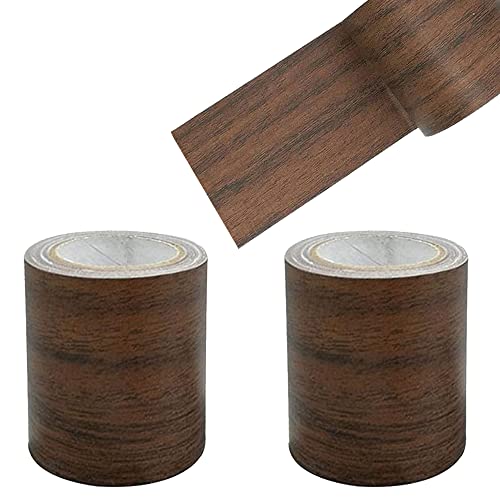 Guidre 2 Rolle Holzoptik Klebeband Realistische Holzmaserung Reparatur Selbstklebend Holzmaserung Panzertape für Weichsockelleiste Türen Bordüre Wände Tapeten, Möbel, 8cm x 4.57m (Dunkelbraun) von Guidre