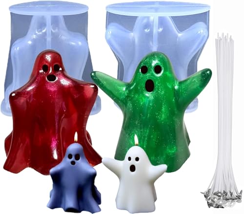 2 Stück Silikonform Kerzen,Halloween Ghost Kerzen Formen Silikon,Aroma Kerzenform zum DIY,Silikonform Kerzen-Gießen Formen,Silikon Epoxy Gießform,Kerzenformen zum Gießen für Dekoration,Seifenform von Guidre