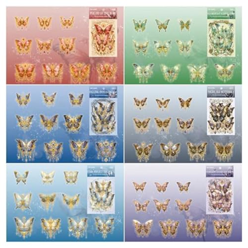 Guihydur 120 Stück Schmetterling PET Aufkleber Set Kit Eis Kristalle Transparente Schmetterling Wasserdichte Aufkleber Decals Set Kit für Scrapbooking Zubehör von Guihydur