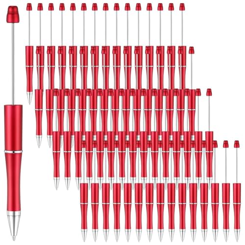 Guihydur 60-Teilige Perlenstifte in Loser, Perlenstift Niedlich Cool DIY Stifte, Kugelschreiber mit Schwarzer Tinte für Kinder Mädchen Schüler Lehrer, Rot von Guihydur