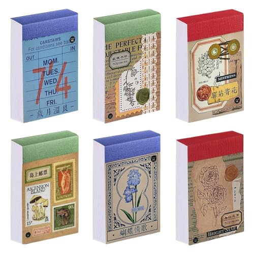 Guihydur 6er-Pack 300 Stück Washi-Stickerbuch, Ästhetisches Vintage-Stickerset für Journaling, Scrapbook-Dekoration, Journal von Guihydur